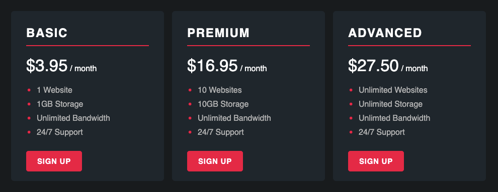 Flexbox Pricing Panel Layout