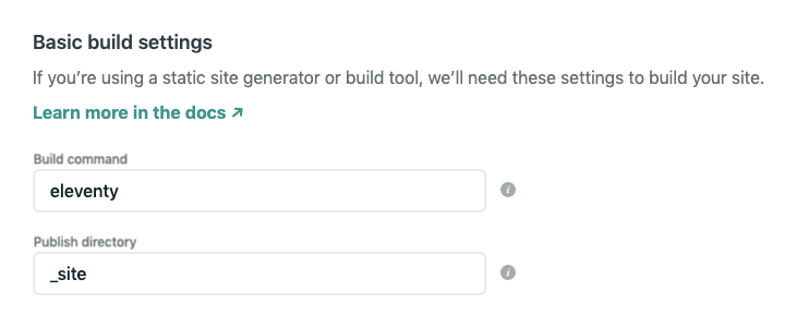 Netlify build settings