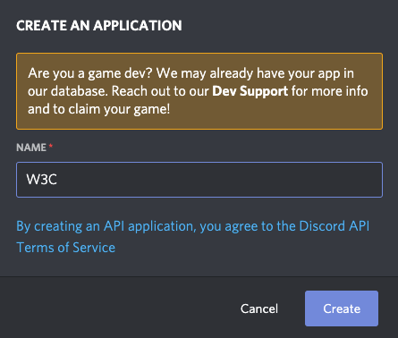 Create a Discord application